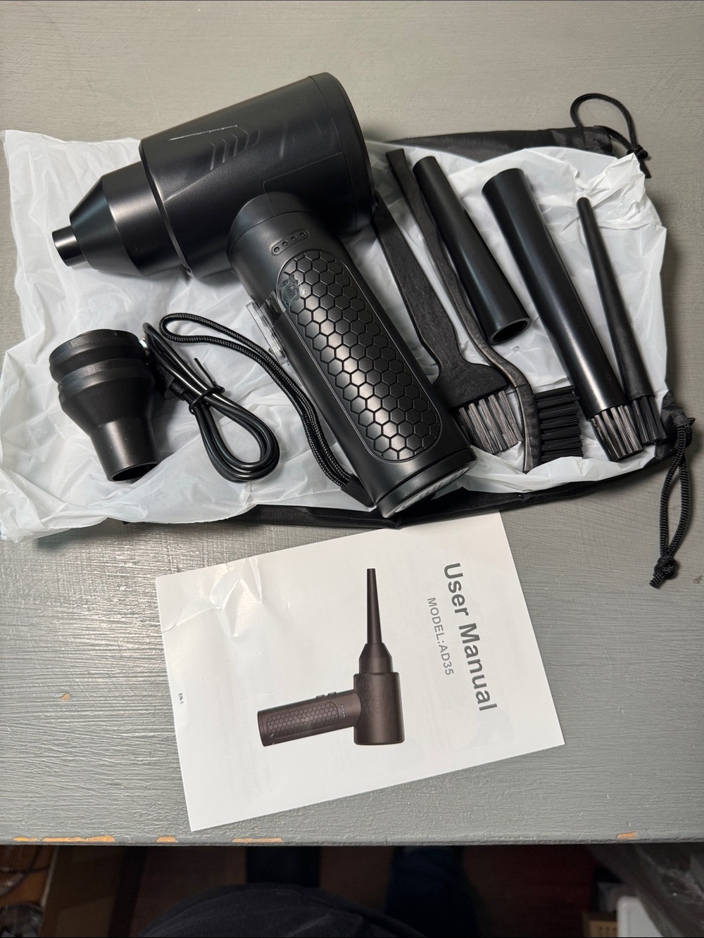 Compact Black Hair Styling Kit with Multiple Attachments